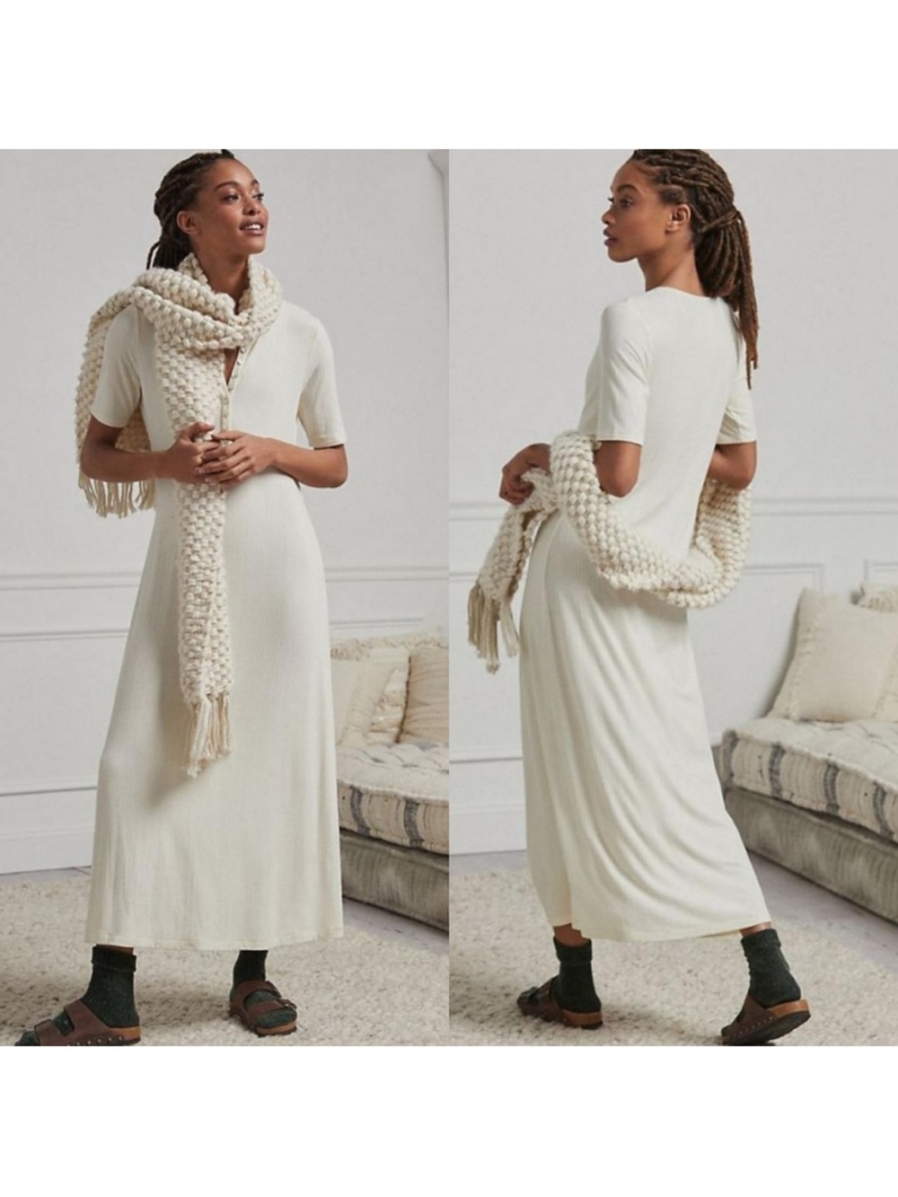 Anthropologie DOLAN Rib Henley T-Shirt Maxi Dress Sz XXS